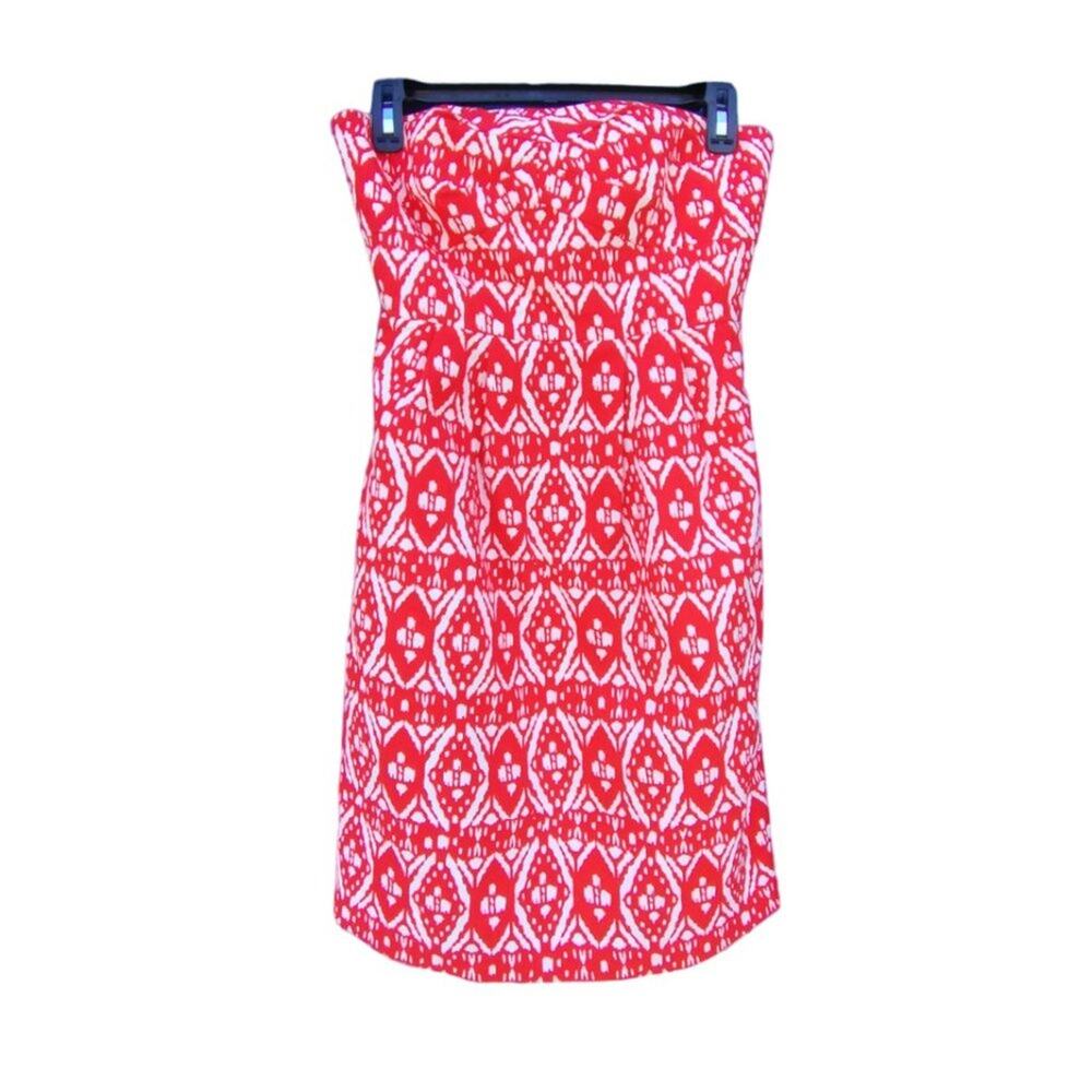 J. Crew Strapless 100% Cotton Ikat, Geometric, Tribal Print Mini Dress 0-XS